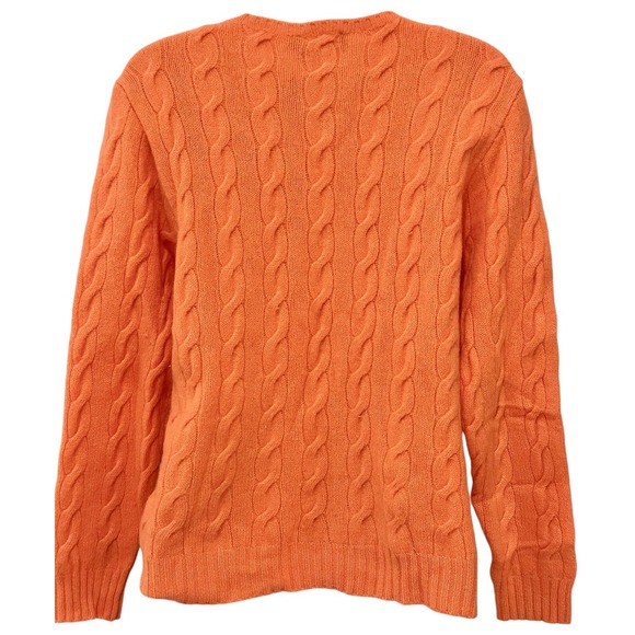 Ralph Lauren PURPLE LABEL Womens Sweater S/M Cashmere MELON Cable Knit EUC - Picture 8 of 12